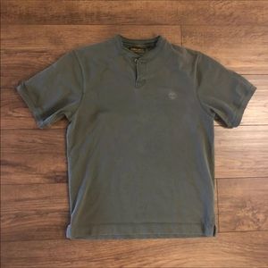 Timberland Weather Gear Mens Henley Shirt Size L Olive Green